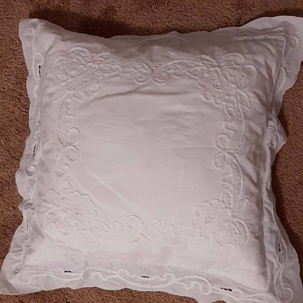 Elegant White Embroidered Pillowcase